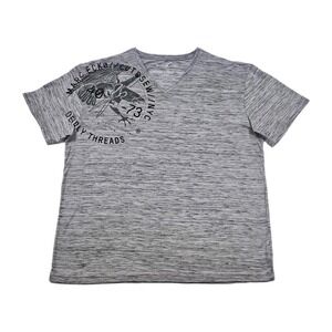 Marc‎ Ecko Cut & Sew Deadly Threads T-Shirt Mens XXL Grey Graphic Lightweight